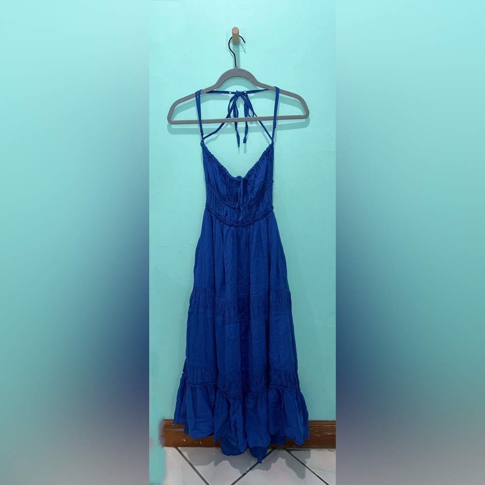 Free People Vibrant Blue Backless Dress